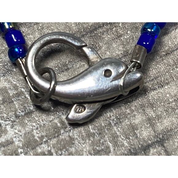 Vintage Handmade Cobalt Blue Natural Sea Glass Beach Necklace 23” Sterling 925 - Picture 7 of 7